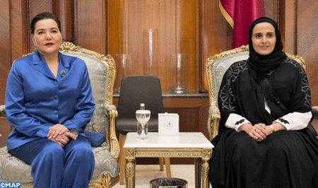 صاحبة السمو الملكي الأميرة للا حسناء تحل بالدوحة لتمثيل صاحب الجلالة في الافتتاح الرسمي لمكتبة قطر الوطنية