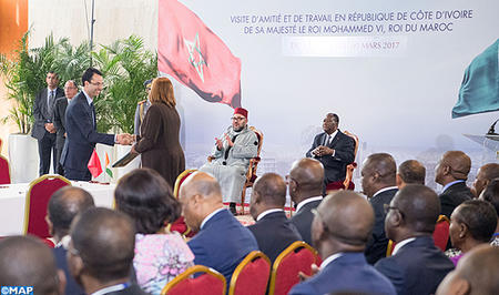 جلالة الملك ورئيس جمهورية كوت ديفوار يترأسان حفل تقديم أشغال مجموعة الدفع الاقتصادي