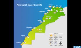 Prévisions météorologiques pour vendredi 25 novembre 2022